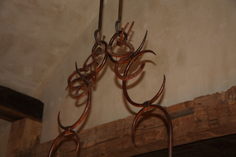 Hand Forged Chandlier with Horseshoes / Close Up